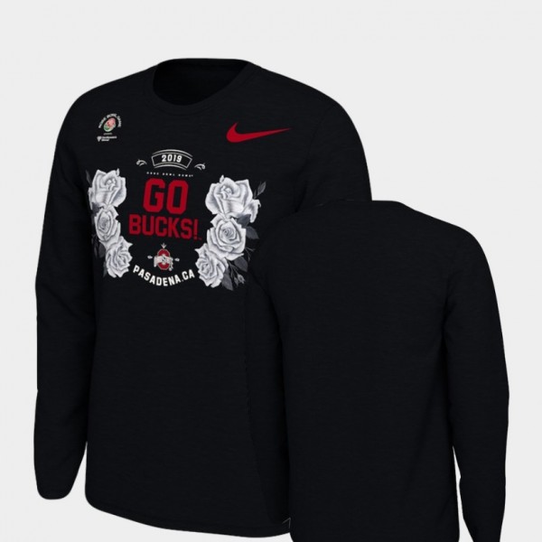 Ohio State Buckeyes Men's Rose Bowl 2019 Long Sleeve Bound Verbiage Black College Football T-Shirt 2404KJGY3